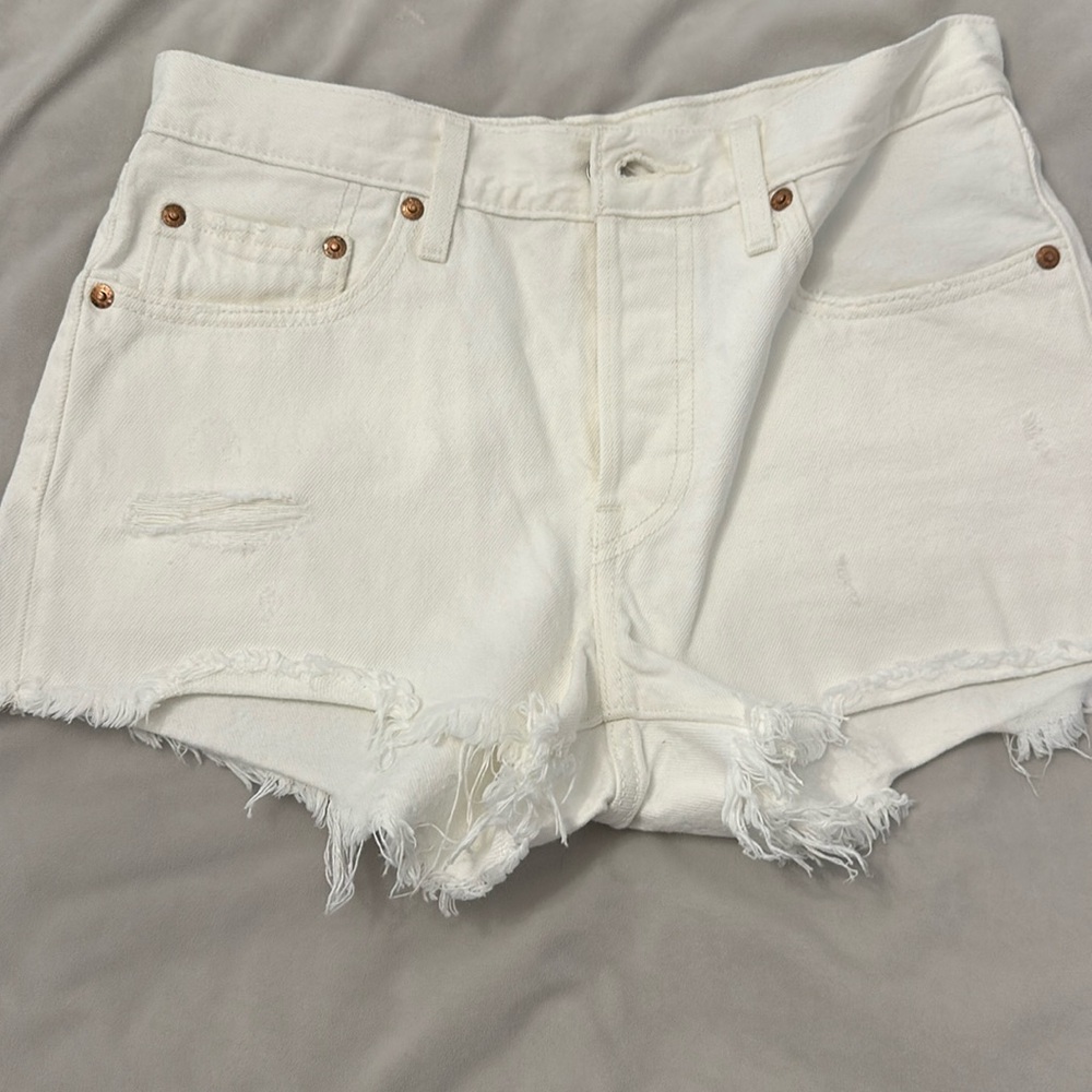 Levi 501 White Jean Shorts